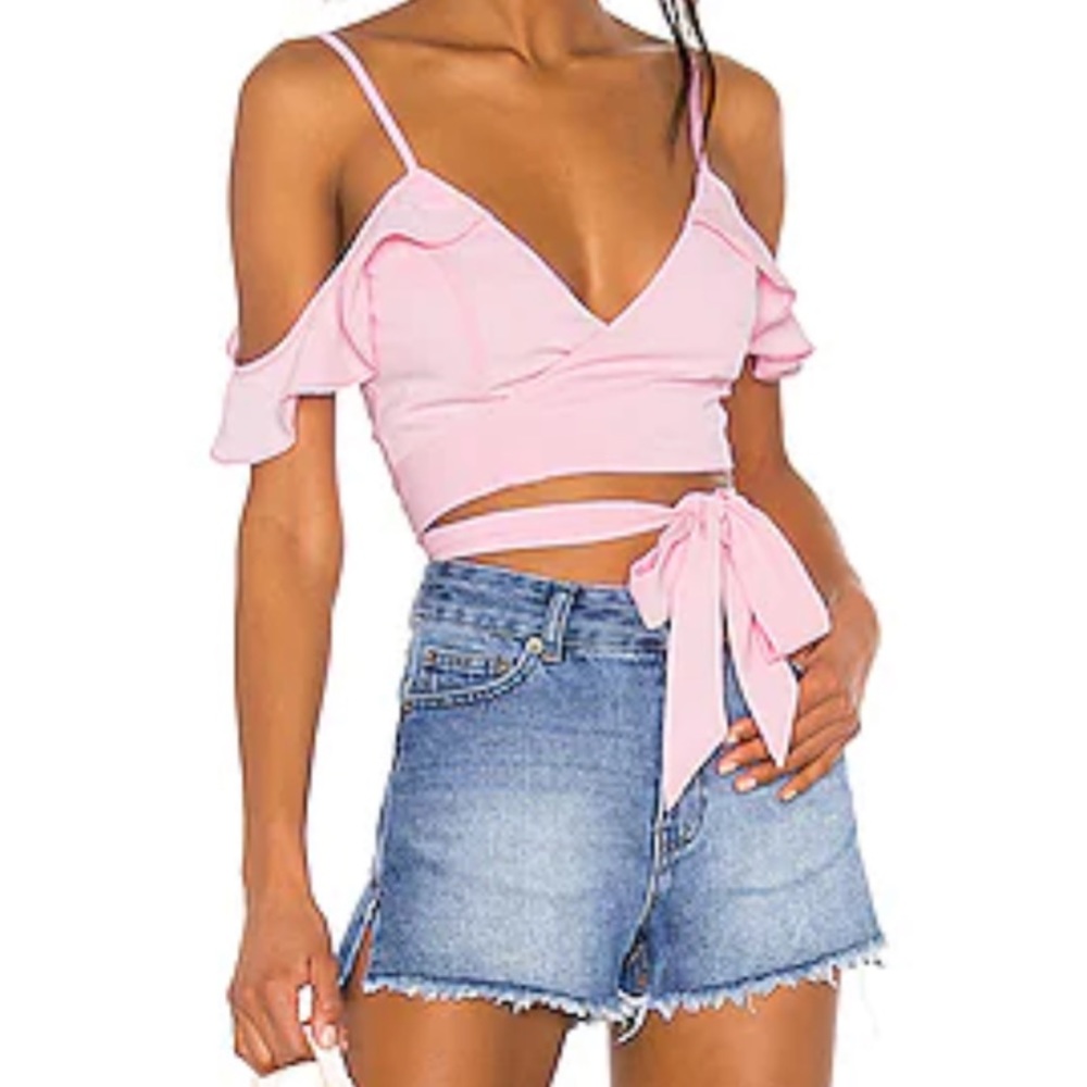 Tiffani Wrap Tie Top in Pink